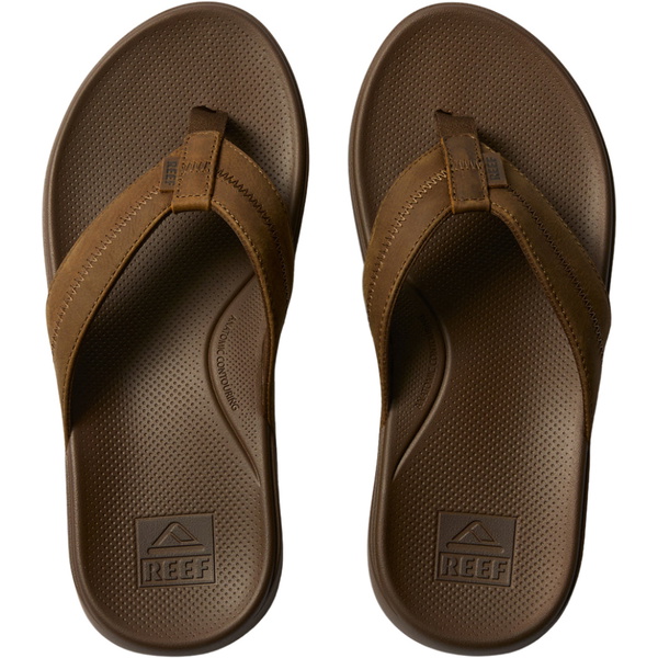 2026 Reef Mens Cushion Phantom Leather 2.0 Flip Flops CJ6205 - Toffee